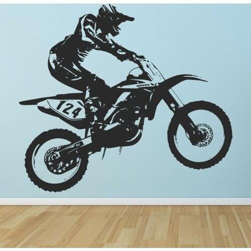 Motorcycle Cool Style Window Sticker Dirt Bike Motocross Wall Decal Vinyl Teen Room People Cave Club Home Decor Paper