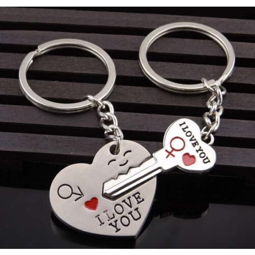 Fashion Novelty Heart Couple Keychain Women Man Lovers Metal Key Chain Ring Trinket Wedding Jewelry Valentines Day Gift Llavero