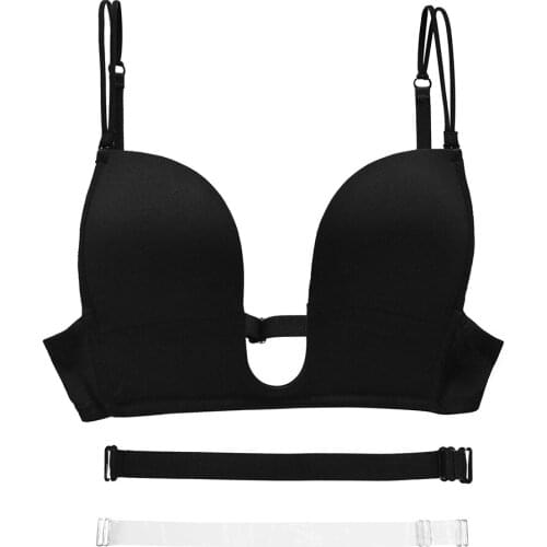 New Black Ultra Push up Bra plunge plus size Big Cup women bralette underwear Sexy Brassiere 70 75 80 85 90 95 A B C D E