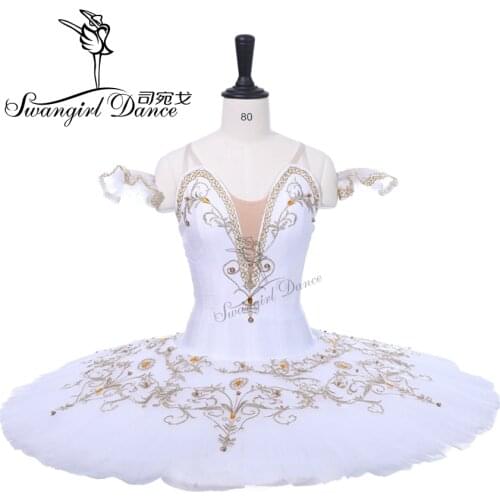 Adults Professional Tutu White Gold Women Pancake White Swan Ballet Tutus YAGP Performance Tutu Ballet Costume BT9234B