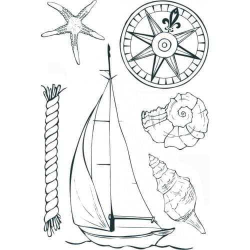 Sailboats and shells Transparent Clear Silicone Stamp/Seal for DIY scrapbook/photo album Decorative clear stamp sheets ST0784