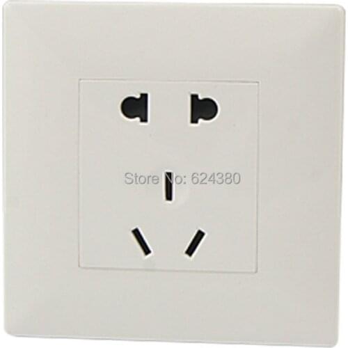AC 250V 10A Three 3 Pin AU Power Socket 2 Pin EU Euro US Outlet Two Gang Square Wall Plate Panel White 86 x 86mm