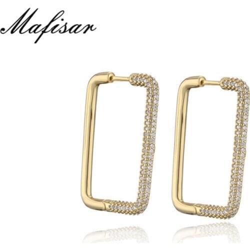Mafisar Gold Color Big Size Statement Hoop Earrings For Women Girl Unique Design Double Side Earring Hip Hop Jewelry