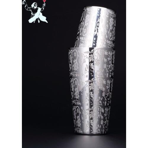 550ml/850ml Professional Bartender Custom Engraving Stainless Steel Cocktail Shaker Boston Bar Shaker Bar Tools