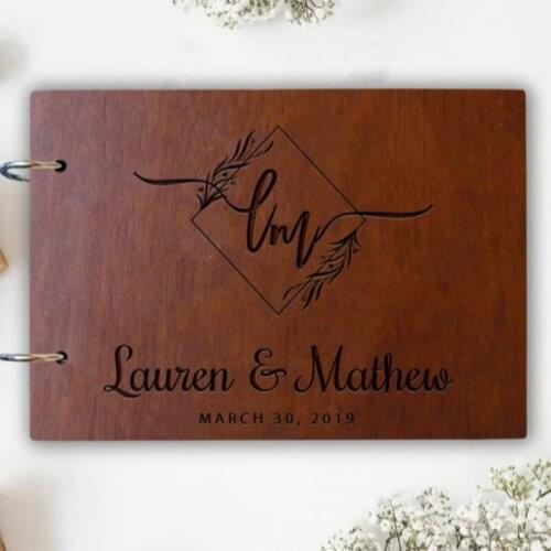 Unique Personalized Custom Monogram Guest Book Custom Engraved Guest Book Wooden Signature Frame Wedding Decoration 2020