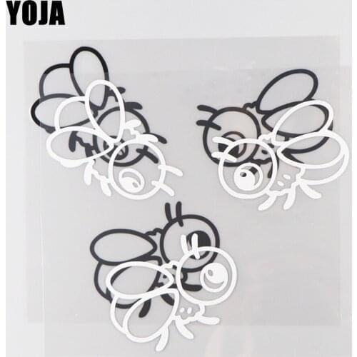 YOJA 17×15.1CM Three Little Bees Cartoon Animals Vinyl Pattern Decal Car Stickers Black/Silve0r 19C-0121