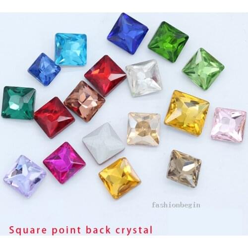 All-size square shiny glass fancy stone pointed back crystal rhinestone Decoration jewelry making shoes Garment Material supplie