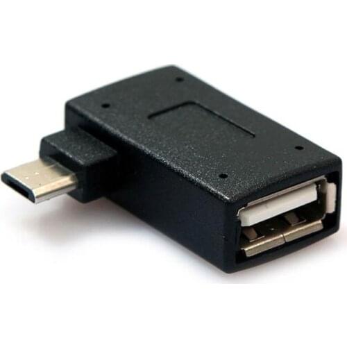 Top Quality Left Angled Micro USB 2.0 OTG Host Adapter with USB Power for Cell Phone Tablet micro female power 100pcs