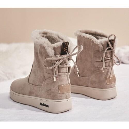 Swonco Winter Fur Snow Shoes Women Genuine Leather Ankle Boots for Women Cow Hide Leather 2020 New Femake Ankle Boots for Winter