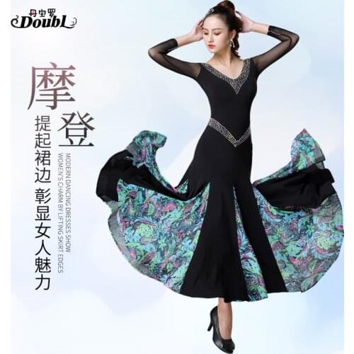 Woman Dance Competition Dress New High-end National Standard Dance dress Tango Waltz Performing Dress with diamond insert