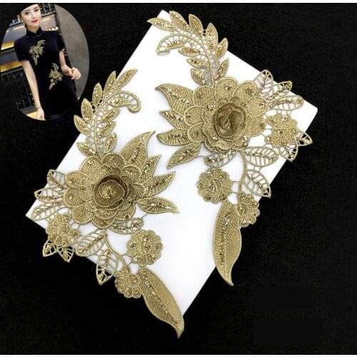 10 pairs 3D Flower Glitter Patch Sew On Sequin Patches For Clothes Cheongsam Dress Jeans Jacket Patchwork Appliques Biker Badge