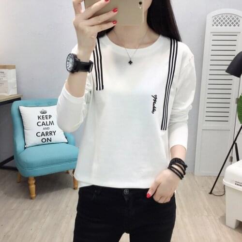 2018 New Spring Autumn New Female Korean Loose Hollow Long-sleeved T-shirt Womens Wild Leisure Bottoming Tees Shirt
