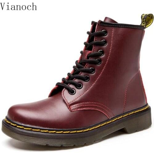 2019 New Fashion Ankle Boots Women Genuine Leather Motorcycle Boots Lace Up Shoes Fur Winter Big Over Size 41 43 aa0173