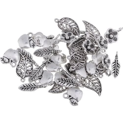 50pcs Sliver Beads Pandents For DIY Bracelet Necklace Jewelry Findings Craft