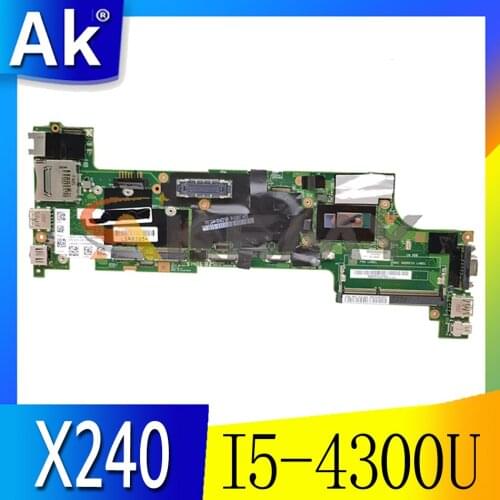 Akemy VIUX1 NM-A091 For Lenovo Thinkpad X240 Notebook Motherboard CPU I5 4300U 100% FRU 04X5148 04X5149 04X5152 04X5160
