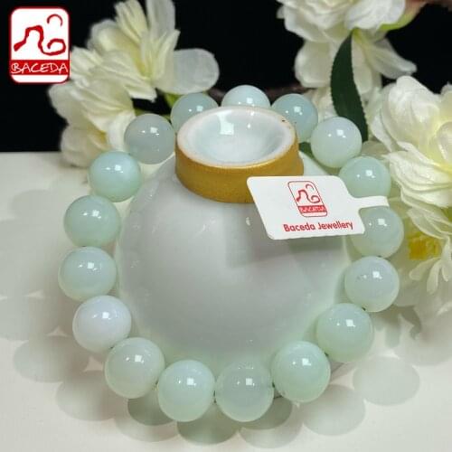 Baceda cleansing energy and supporting health, prosperity Natural Crystals of Green Opal Bracelet for Men or Women with Gift Box