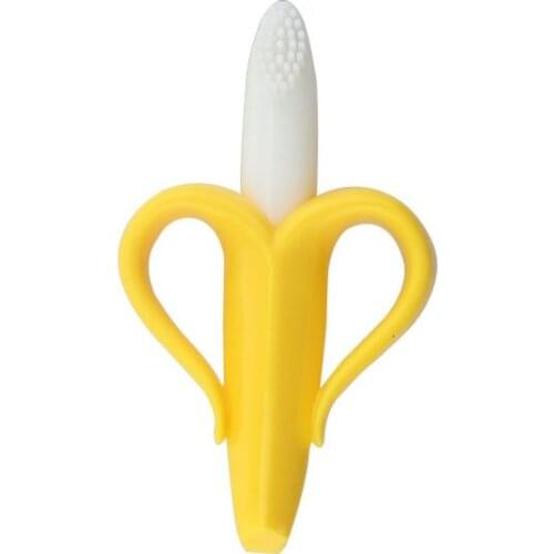 Baby Safe BPA Free Teether Toys Toddle Banana Training Toothbrush Silicone Chew Dental Care Toothbrush Nursing Beads Baby Gift
