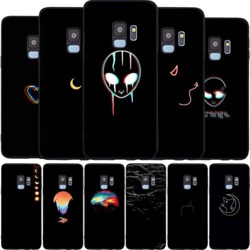 Black simplicity black Soft phone Case For Samsung S20 S10 S9 S8 S7 edge Plus Lite Note 8 9 10 A6 A7 A8 A9 2018 Cover