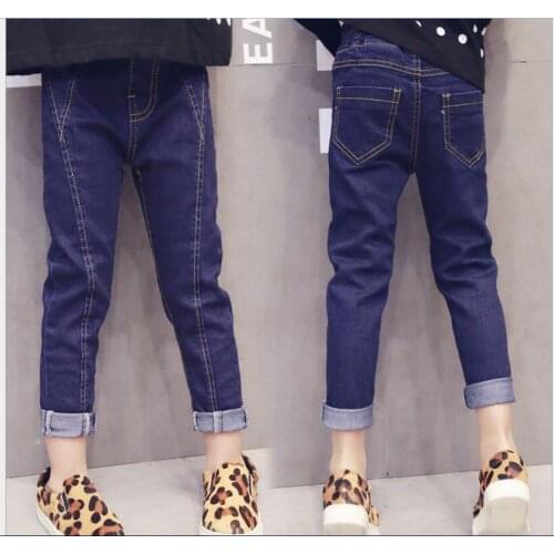 Jeans Girls and Boy Kids Casual Harem Pants 2-8 Years Wears School Style Girls Pencil Pants Fashion Patchwork Boots Pants