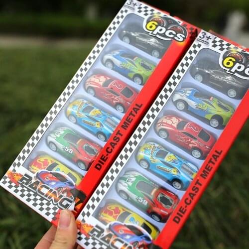 6pcs Set Iron Sheet Inertia Alloy Return Car Action Figures Cartoon Figure Model Ornaments Gifts Toys For Children