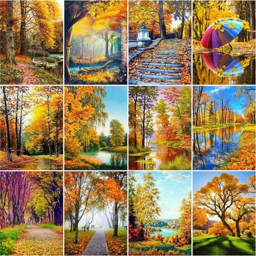 Evershine 5D DIY Diamond Painting Tree Rhinestones Art Diamond Embroidery Landscape Autumn Full Square Mosaic Home Decoration