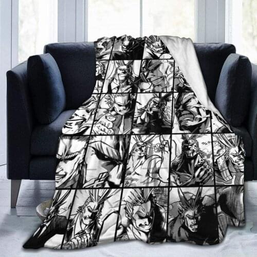 Collage Anime All Might Fleece Throw Blanket, Fuzzy Warm Throws for Winter Bedding, Couch and Plush House Warming Decor Gift