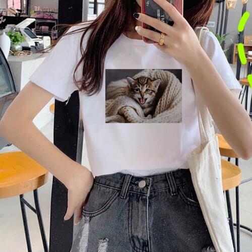 Summer Cute Cat Printed T-Shirt Women Fashion T-shirt Top Summer Graphic Casual t shirt Womens Basic Casual Tshirts Tops