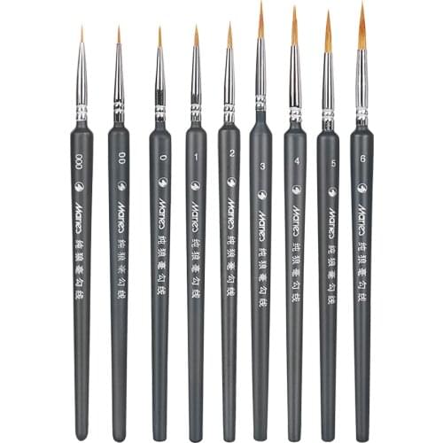 Gouache Watercolor Black Hook Line Pen Set Student Waterproof Stroke Wolf Pen Soft Fur Very Fine Acrylic Brush Art Supplies
