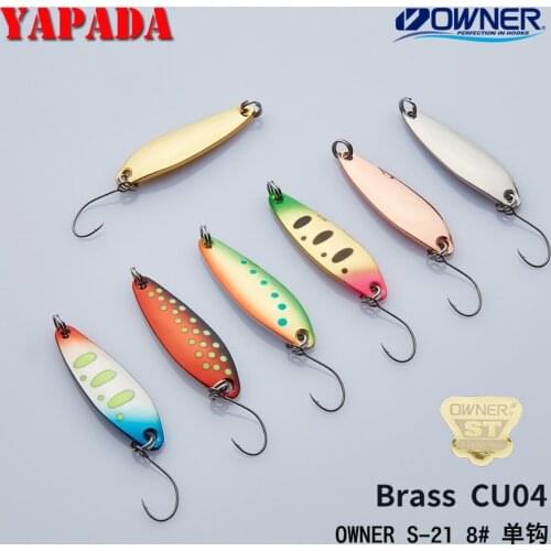 YAPADA Brass spoon CU04 2.8g/3.6g/4.7g 36X10mm OWNER Single Hook Multicolor Metal Spoon stream Fishing Lures Trout