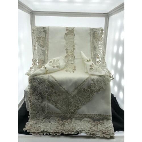 Leke Tutmaz Lüx Masa Örtüsü Takımı Yemek Seti 12 Kişilik