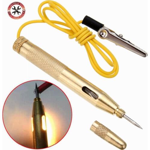 HOT!!! Auto Car Light Circuit Tester Lamp Voltage DC 6V 12V 24V Copper Test Pen Detector Probe Light System Test Probe Lamp