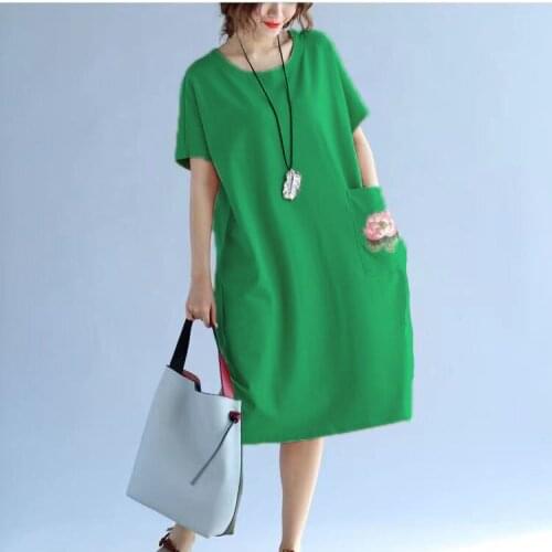 Maxi Summer Long Beach Dress 2021 Large Plus Size New Popular Short Sleeve Embroidered Sexy Women Vestido Vintage Harajuku Shirt