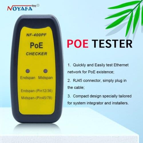 Max95% Storage Humidity The 802.3af/802.at PoE (Power over Ethernet) Tester connected to an RJ45 outlet POE Tester NF-400PF