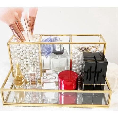 Metal Glass Decorative Cabinet Decorative Box Clear Drawer Storage Vintage Jewelry Organizer Cosmetic Storage Cabinet