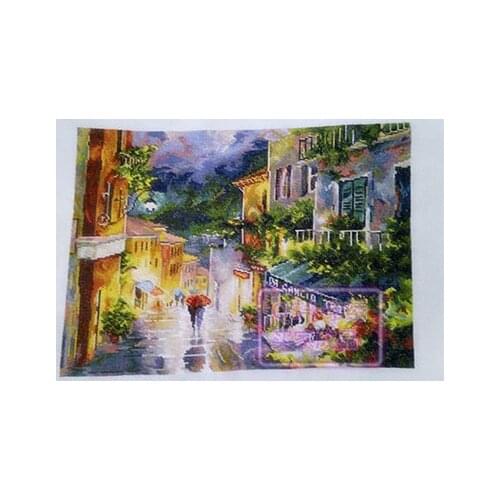 RTO-Night Rain Street (14CT) Needlework,For Embroidery,DIY 14CT Unprinted Arts Cross stitch kits Set Cross-Stitching Home Decor