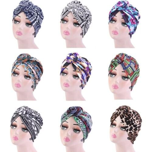 New Hair Caps For Sleeping Swirl Flower Headscarf Hat Knotted Retro Fashion Ethnic Styling Hedging Cotton Turban Bonnet