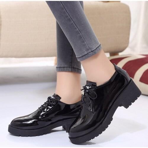 Shoes Japanese School Uniform Jk Student Shoes Girls Women Kawaii Lolita Soft Sister Round Toe Platform Patent Leather 5cm Heel