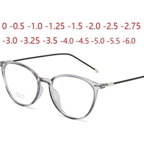 Men Square Nearsighted Spectacle Ultralight TR90 Steel Wire Leg Women Oval Prescription Eyeglasses Diopter 0 -0.5 -1.0 To -6.0