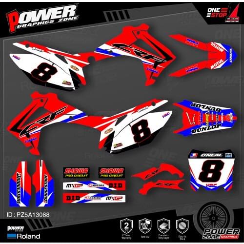 PowerZone Custom Team Graphics Backgrounds Decals 3M Stickers Kit For HONDA 2014-2017 CRF250R 2013-2016 CRF450R 088