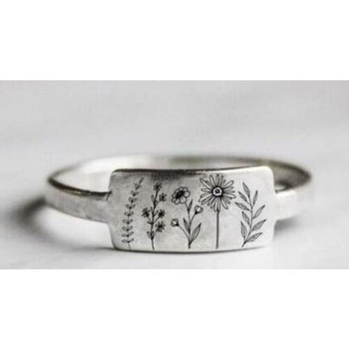 Wildflowers Rings For Women Dandelion Flower Ring Floral Daisy Ring