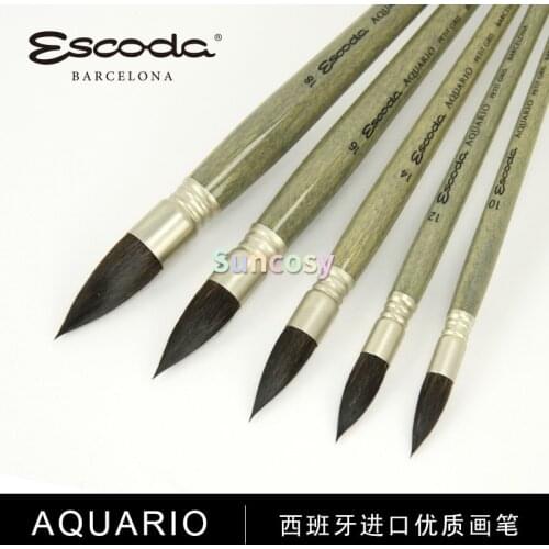 Escoda AQUARIO Series 1130 Professional Watercolor Art Brush , Squirrel | round I Mop I Grey- Blue I Short Handle