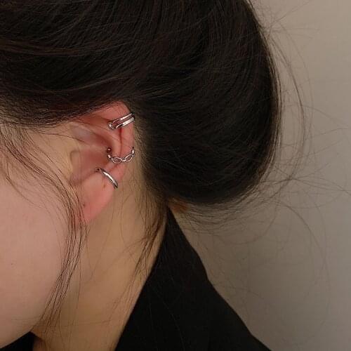 3pcs Fashion Simple Earrings For Women Girls Cute Gold Silver Color Punk Ear Cuff Clip Without Piercing Jewerly
