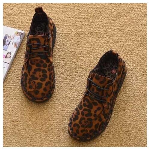 Shoes Woman Spring and Autumn Flat Keel Thin Shoes Leopord Pattern Sexy Womens Cotton-padded Shoes Loafers Flat Heel Fashion