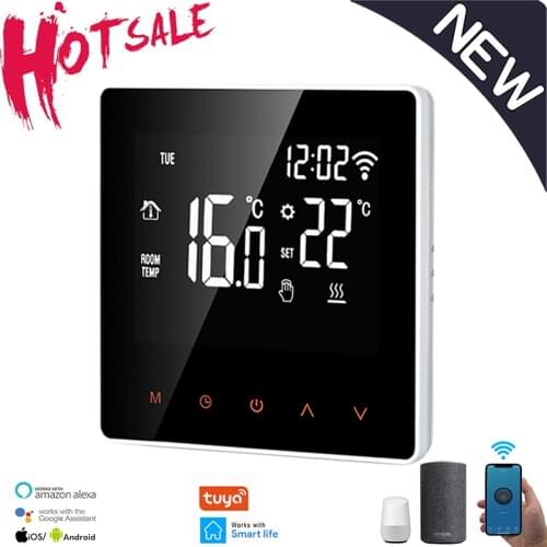 Tuya WiFi Smart Thermostat, Electric Floor Heating Water Temperature Remote Controller LCD Touch Screen Floor Heating Termostato