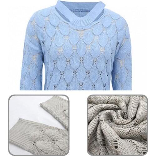 Knitted Fashionable Thermal Women Sweater Elastic Sweater V Neck for Spring