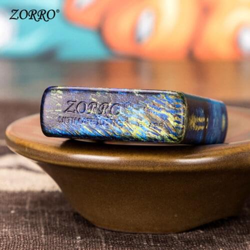 Zorro Lighter Creative Pure Copper Shell Grinding Wheel Cigarette Lighter Five-sided Color Printing Windproof for Boyfriend gift