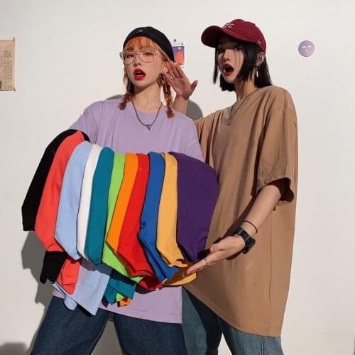 LEGIBLE 2021 Summer short sleeve T-Shirt Women Tee Shirt Loose Solid Basic T Shirt Women Casual O-neck Hipster Tshirt Top 5XL