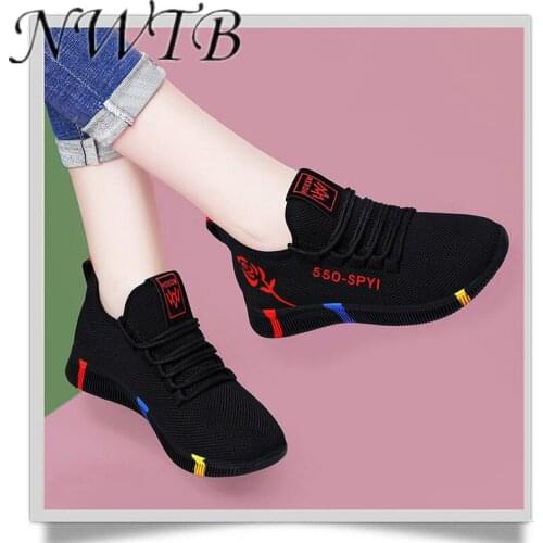 Womens Breathable Non-slip Platform Fashion 2021 Autumn New Casual Shoes Korean Running Shoes Black Sneakers shoes for women