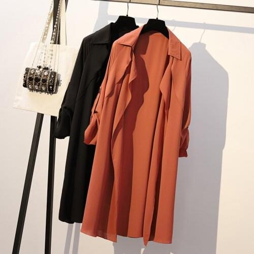 New Spring Autumn Fashion big size Wide-Waisted Trench Casual Loose Thin Open Stitch Loog Coat Women windbreaker Coats Mw796