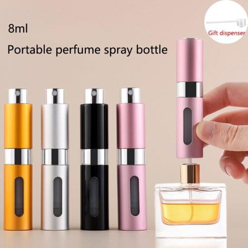 1Pc High Grade Perfume Bottle 8ml Portable Rotary Spray Refillable Empty Bottle For Travel Aluminum Atomizer Liquid Container